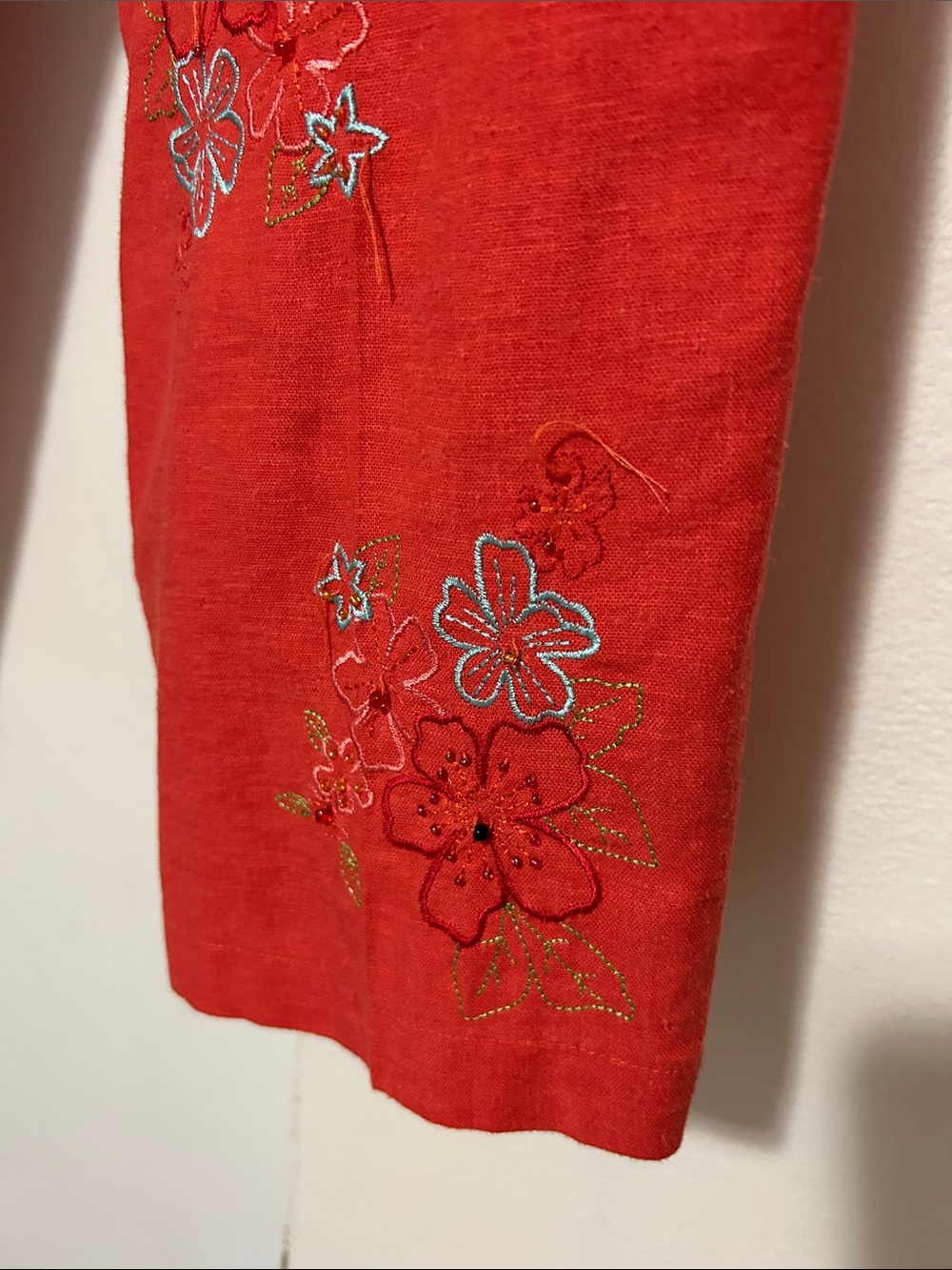 Red Embroidered Capris - Picture 5 of 15
